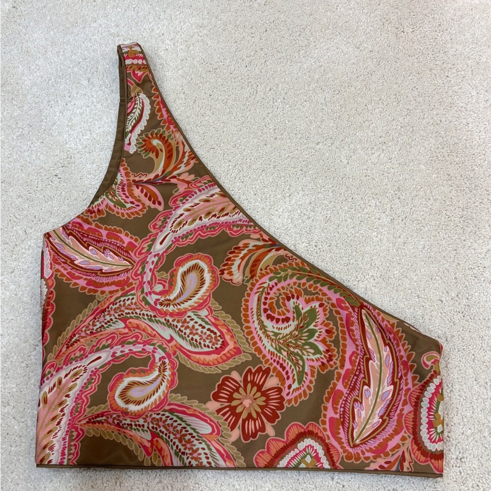NWOT - Baiia One-Shoulder Paisley Swimsuit Top Multi Color